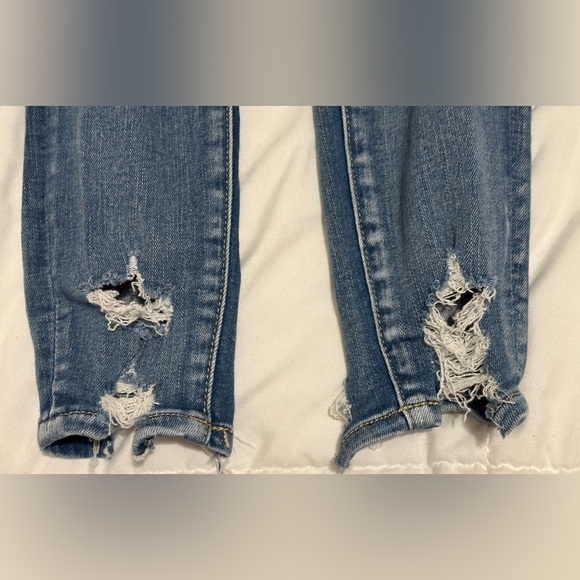 American Eagle Women's High Rise Jeggings Super Stretch Size 00 Distressed - Picture 3 of 12